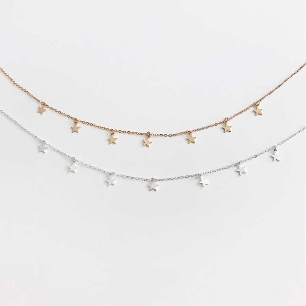 Gold Dainty Star Dangle Charm Necklace - Picture 3 of 3
